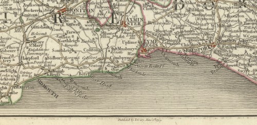 Map detail of Devonshire coast
